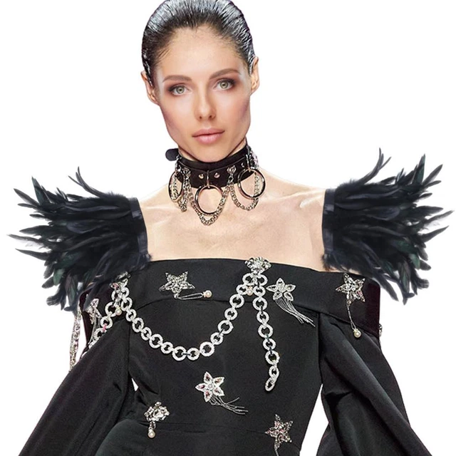 Spalla in piuma collare finto piuma per costume cosplay/Halloween