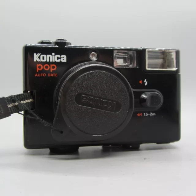 Konica Pop 35mm Film Point and Shoot Camera Black Tested