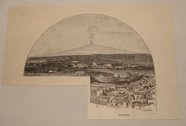 1893 Rivista Incisione ~ Catania Con Etna IN Sfondo, Italia