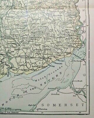 1895 Vintage Monmouth Wales Map Old Authentic Antique Encyclopedia Atlas Map 4