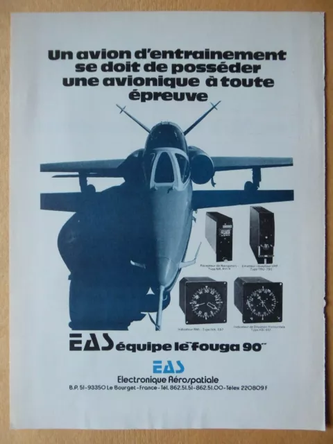 3/1979 Pub Eas Electronique Aerospatiale Fouga 90 Avionique Original French Ad