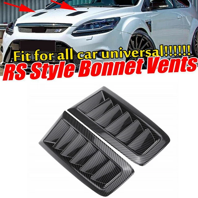 2x Carbon Fiber Look Car Engine Air Flow Intake Turbo Bonnet Vent Cover Hood
