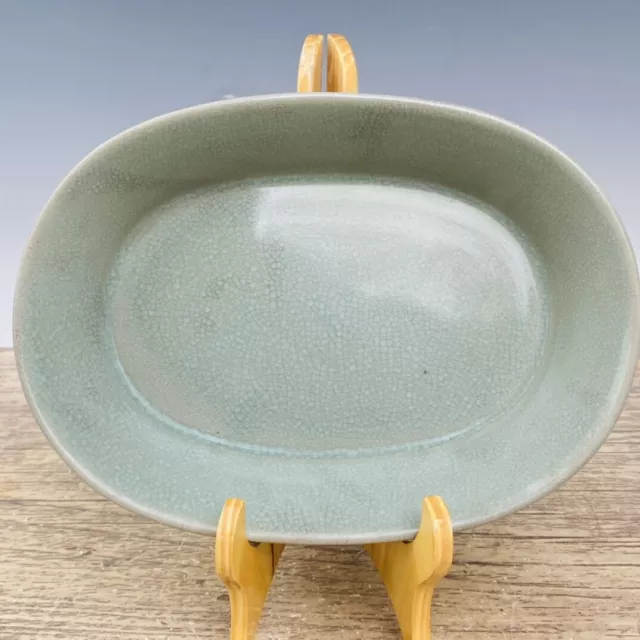 9.4" China antique the tang dynasty Ru porcelain Engrave poetry Narcissus Basin