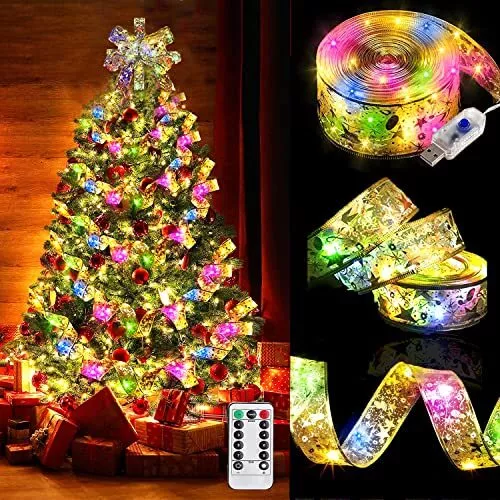 5 M 50 LED Lumières de Ruban de Sapin de Noël,Guirlandes Lumineuses à Ruban Bril