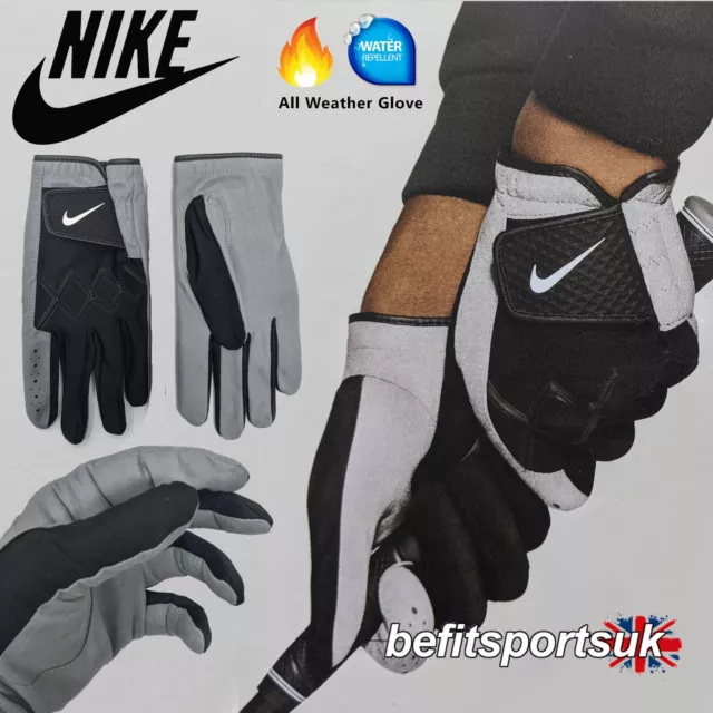 Nike Golf Gloves Mens Winter Thermal Warm Cold All Weather Bowling Black Grey