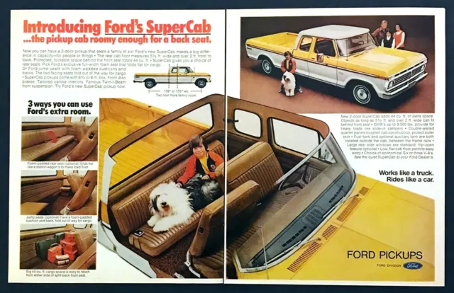 1974 Ford 2-door SuperCab Truck English Sheep Dog photo 2-page vintage print ad