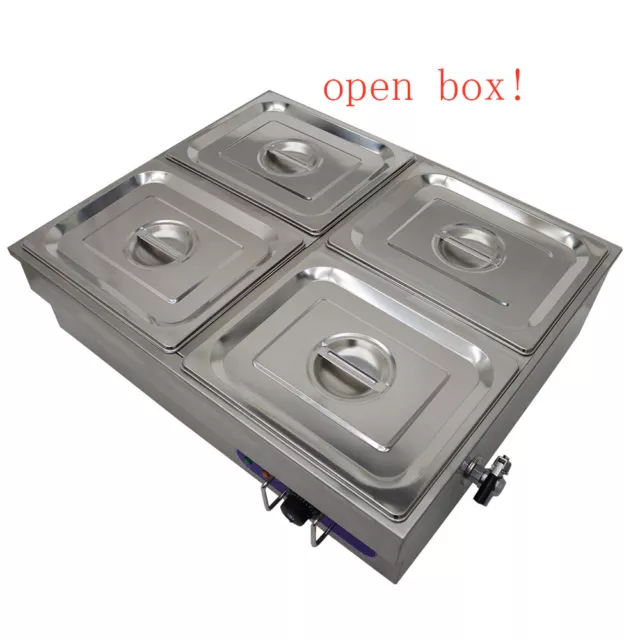 Open box! Commercial Squarish 4-Well Buffet Food Warmer 110V Stainless steel
