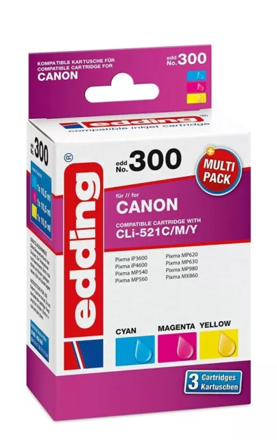 Originale edding Inchiostro Cartuccia 300 per Canon CLI-521 Multi Pixma IP 4700