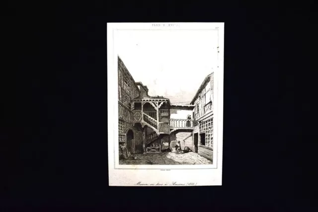 Maison en bois à Amiens, France Incisione del 1850 L'Univers pittoresque