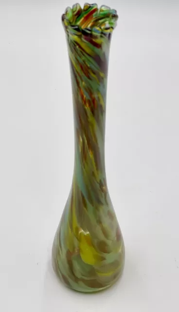 Mcm Japan Hand Blown Glass Bud Vase Mid Century Modern Stretch Art Vase 10.5”