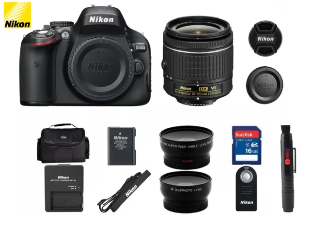 Nikon D5100 16.2MP DSLR Camera Kit w/AF-S VR 18-55mm Lens (3 LENSES) BUNDLE