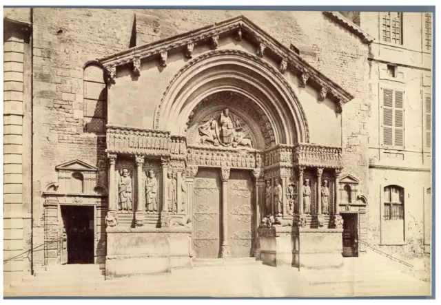 ND., France, Arles, Portail de l&#039;Eglise  Vintage albumen print Tirage alb