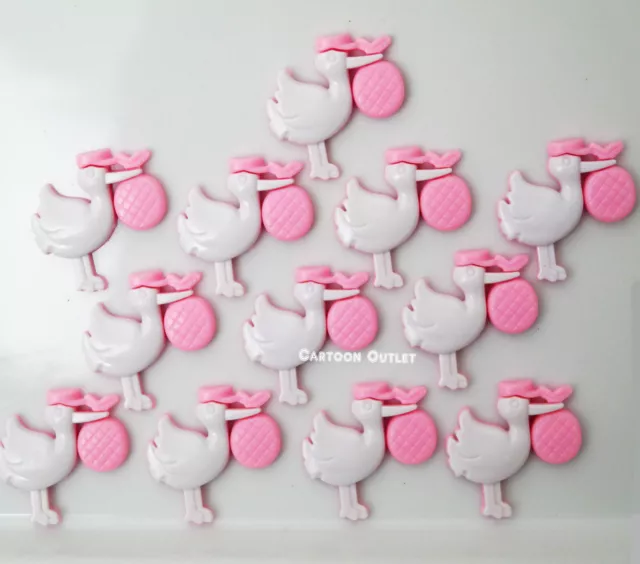 24 pcs MINI Stork BABY SHOWER FAVORS RECUERDOS It's A Girl Pink Gender Reveal