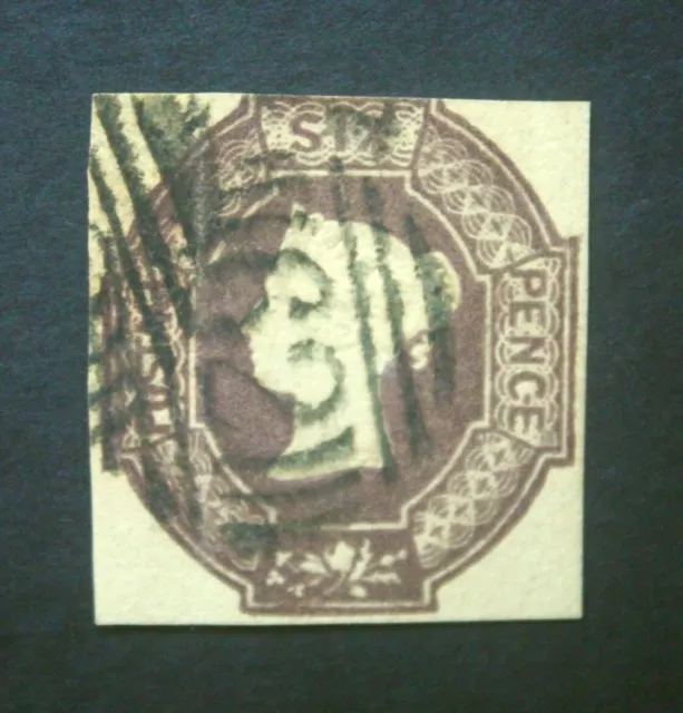 GB QV (1854): Fine Used Cut Square 6d Deep Brown Purple SG60 H3(3) RARE VARIETY