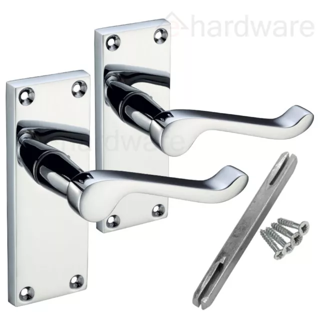 Chrome Internal Door Handles Sets - Lock Latch Bathroom - Polished Chrome