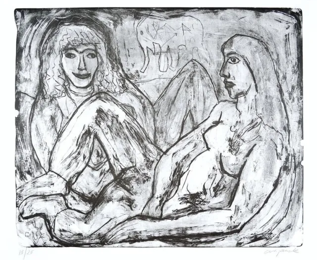 A.R. Penck Originalgrafik Zwei Frauen Radierung 69x87cm handsigniert nummeriert