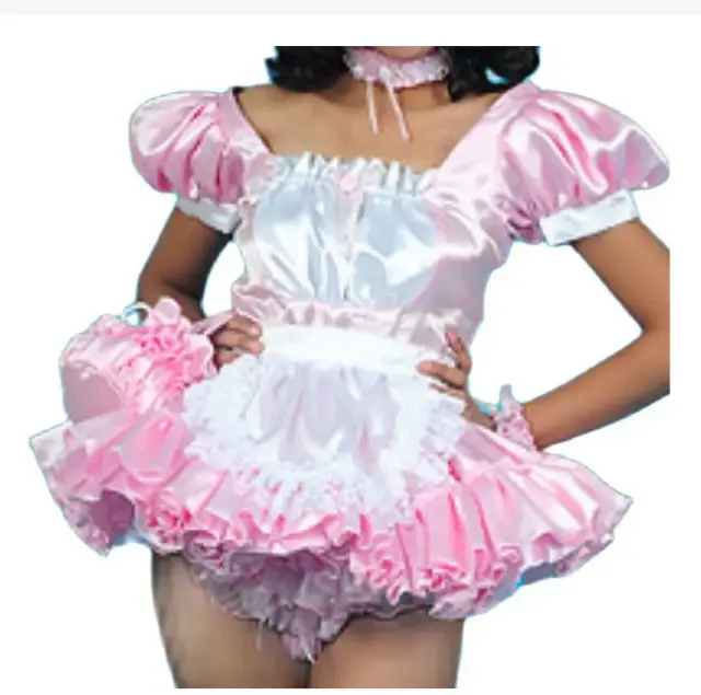 Sissy maid satin dress Uniform cosplay costume Tailor-made/