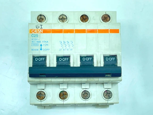 GI C45N C25 25A 415VAC IEC 898 10KA 4 Polo MCB Interruptor EUR 74,41 ...