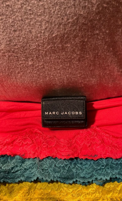 Marc By Marc Jacobs Leather Black Saffiano Compact Flap Snap Bi-Fold Wallet Marc By Marc Jacobs Leather Black Saffiano Compact Flap Snap Bi-Fold Wallet