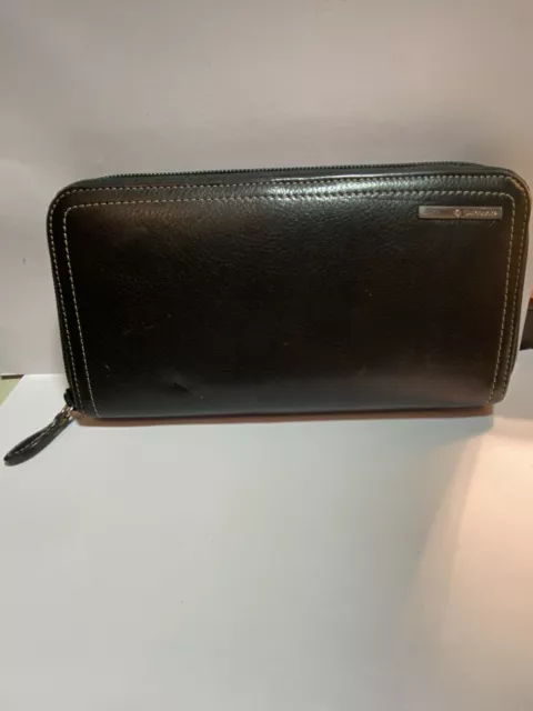 Samsonite Black Label Leather Wallet Zip A Round Travel Resort Change Purse