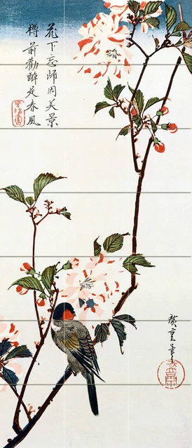 Art Bird Flower Mural Ceramic Backsplash Japanese Decor Tile #451