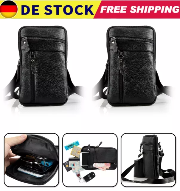 Herren Leder Gürteltasche Handy Tasche Umhängetasche Crossbag Tasche Hüfttasche