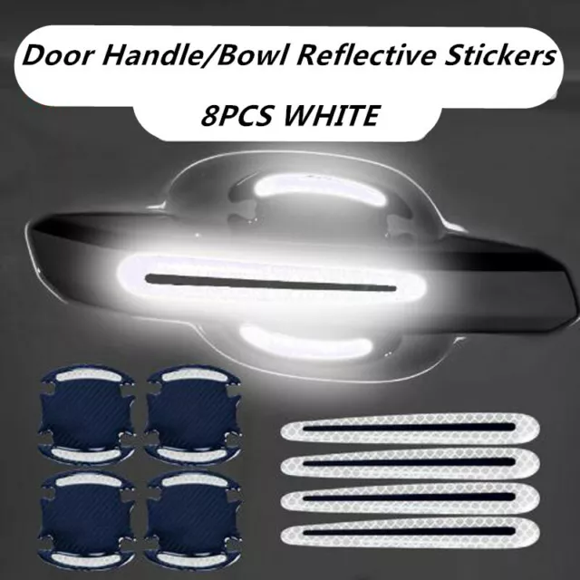 8x Car Door Handle Bowl Anti-Scratch Protective Film Reflective Sticker Strips