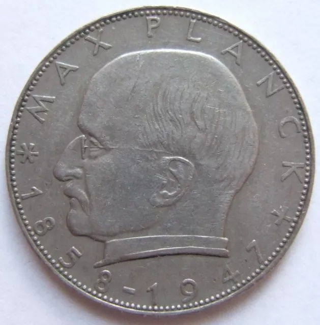 Münze Bundesrepublik Deutschland Max Planck 2 Deutsche Mark 1957 G in Sehr schön