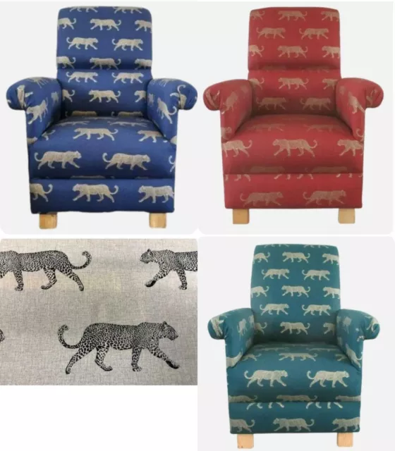 Fryetts Leopards Fabric Adult Chair Armchair Gold Orange Indigo Blue Teal Green