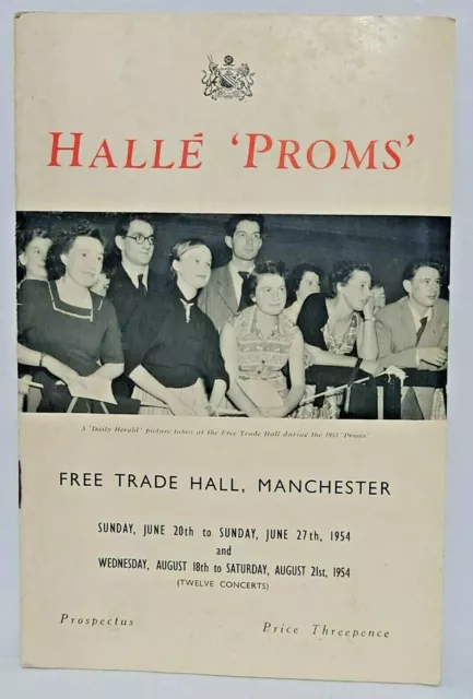 Halle Proms Free trade hall Manchester Prospectus Programme 1954