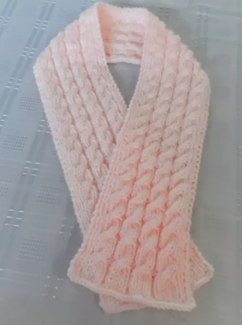 Toddler Girls Peach Scarf Cable Patterned Hand Knitted DK - Child / Toddler Gift