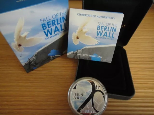 1 Dollar Tuvalu 2009 Wall Fall Berliner Mauer Silber Proof 1Oz