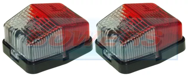 2x Jokon SPL115 Red White Clear Square Side Marker Lights Lamp Caravan Motorhome