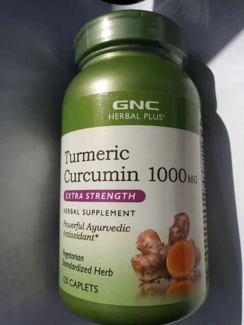 GNC Herbal Plus cúrcuma curcumina 1000 mg MG fuerza extra - 120 VCaplets 07/24