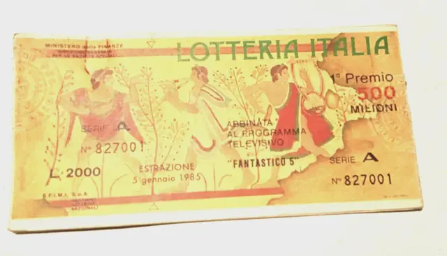 Biglietto   Lotteria    Italia    Capodanno   Fantastico  Anno 1985