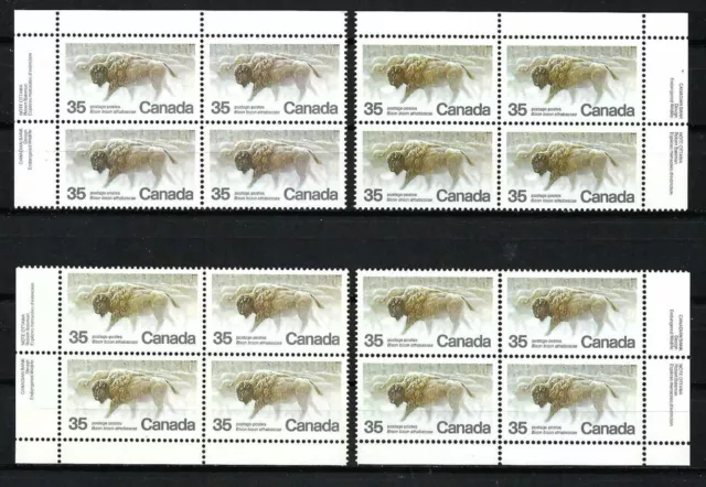 Canada - Scott 884 - Vfnh - M/S Plate Block -  Endangered Wildlife - Wood Bison
