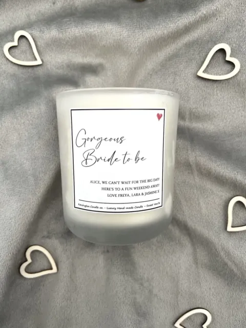 Gorgeous Bride To Be Personalised Candle, Engagement Gift Keepsake for Her