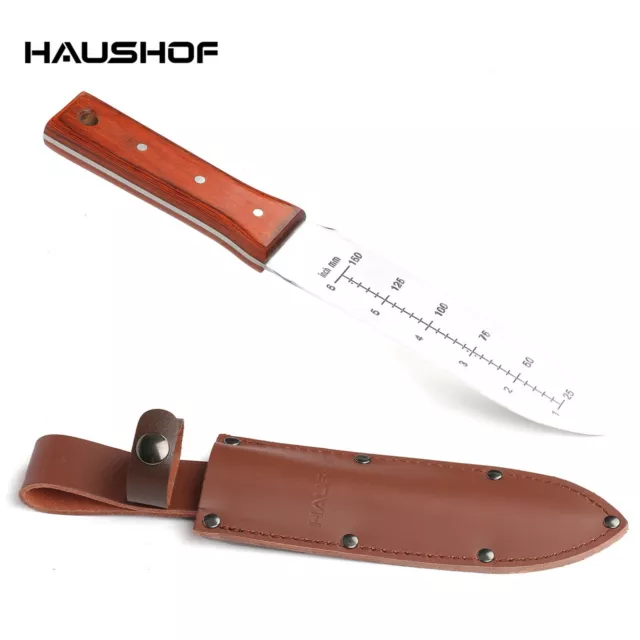 HAUSHOF Hori Hori Garden Knife 7'' Blade Weeding & Digging Tool W/Leather Sheath
