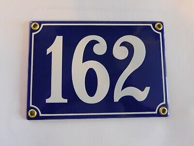 Antique French Blue  Genuine Enamel Porcelain House Door Number Sign / Plate 162
