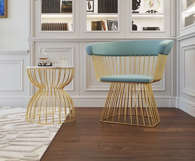Design Armchair Metal Lounge Club Six Units New Set Chairs Relax Group Textile