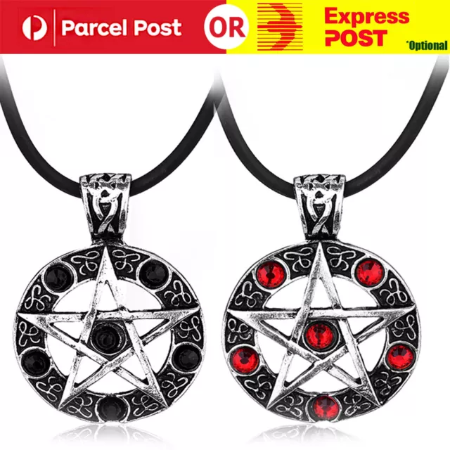 Crystal Pentagram Pendant Necklace Witch Wicca Pagan Magical  Witchcraft Gift