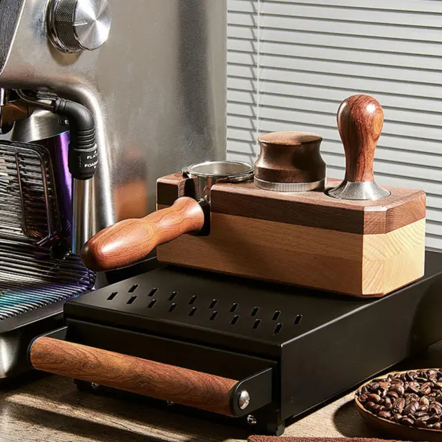 Espresso-Klopfbox-Schublade aus Karbonstahl, rutschfester Holzgriff für