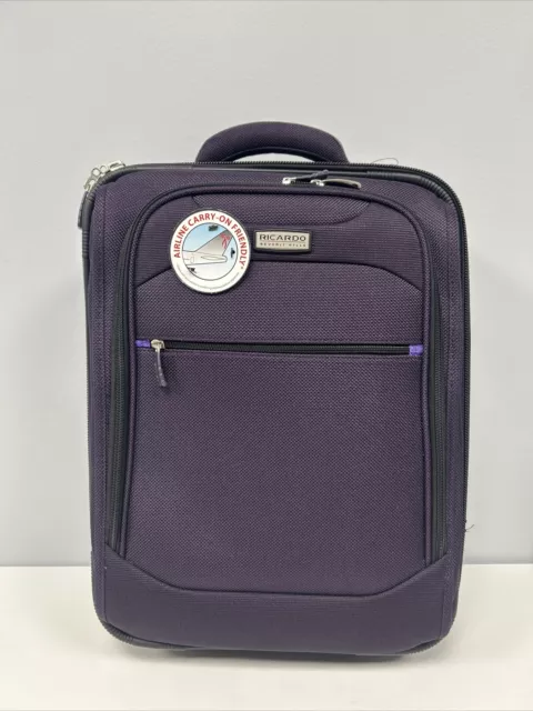 Ricardo Beverly Hills Carry On Rolling Travel Bag Luggage Brown 20”x14"x9"Purple