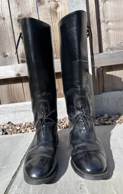 USA Made Patrol Police Dehner Style Tall Leather Riding Boots UK 9.5 Black