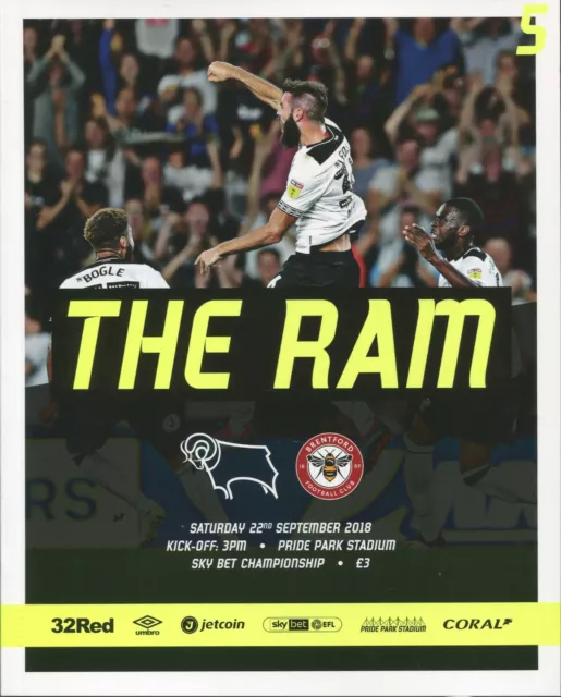 Derby County v Brentford 22/09/18 Championship