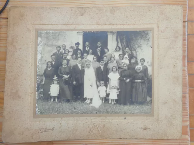 GRANDE PHOTO ANCIENNE MARIAGE GROUPE old wedding France vintage snapshot picture