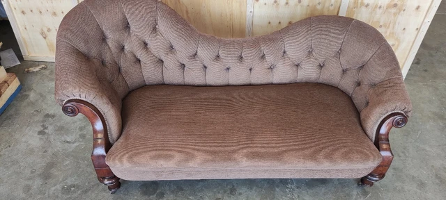 Antique Luxury Chaise Lounge Victorian Double Spoon Back Sofa 3