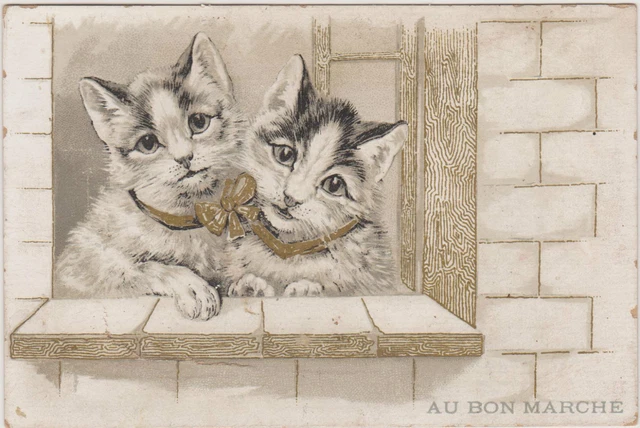 Chromo ancien publicitaire Au Bon Marché H. 8 cms fond or la