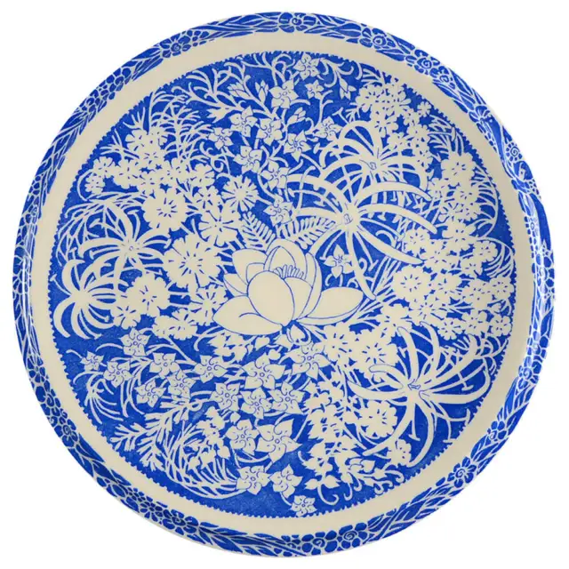 Metlox - Poppytrail - Vernon Hawaiian Flowers Blue Chop Plate  2494559