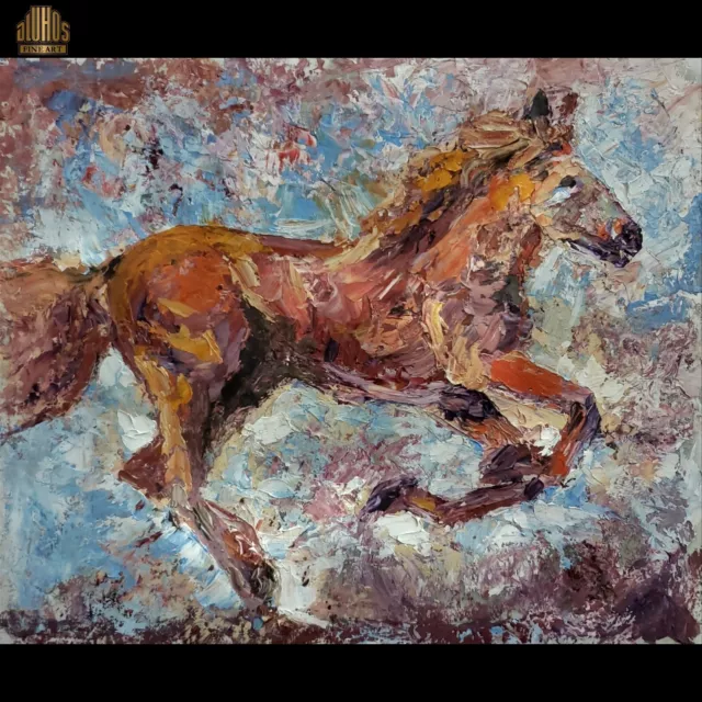 ANDRE DLUHOS Mustang Wild Horse Equine History Animal Original Art Oil Painting